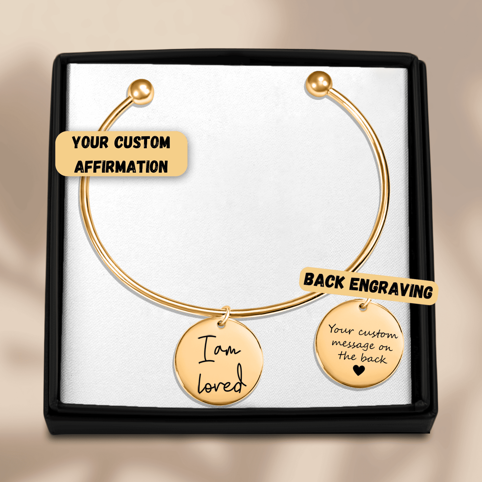 Bracelet jonc Médaille Affirmations Personnalisée