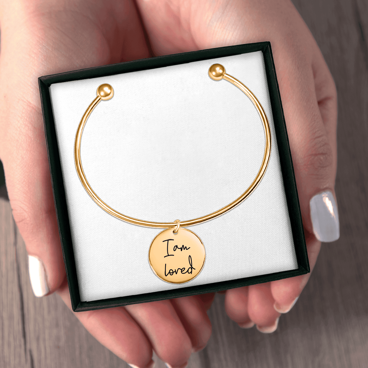 Bracelet jonc Médaille Affirmations Personnalisée