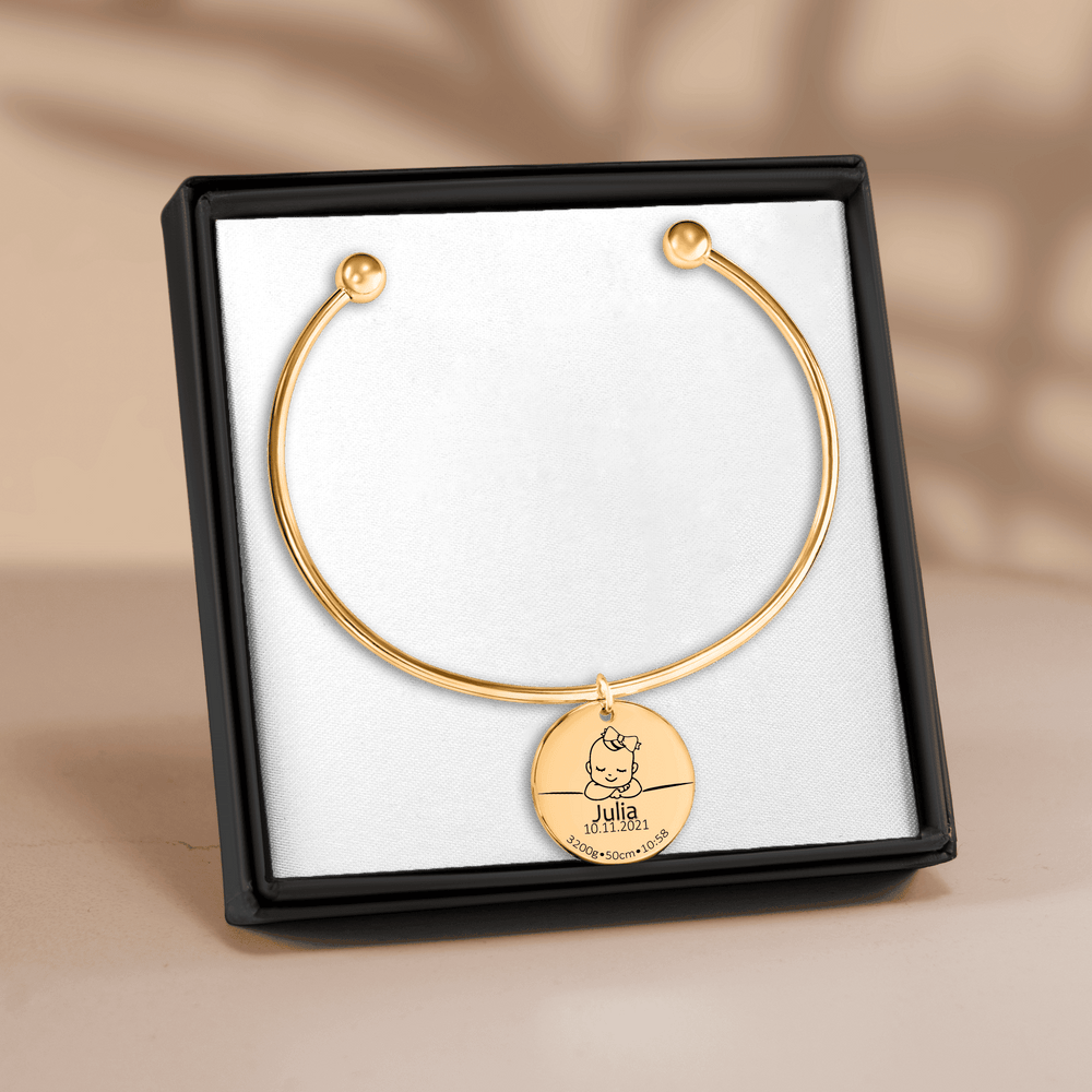 Bracelet jonc Détails de Naissance Personnalisés
