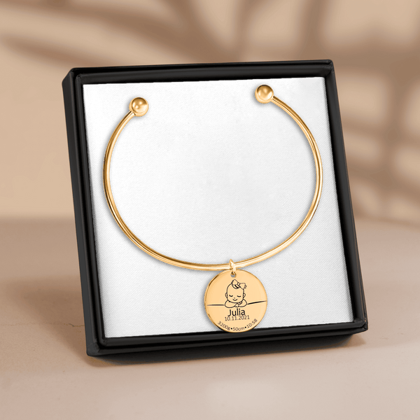 Bracelet jonc Détails de Naissance Personnalisés