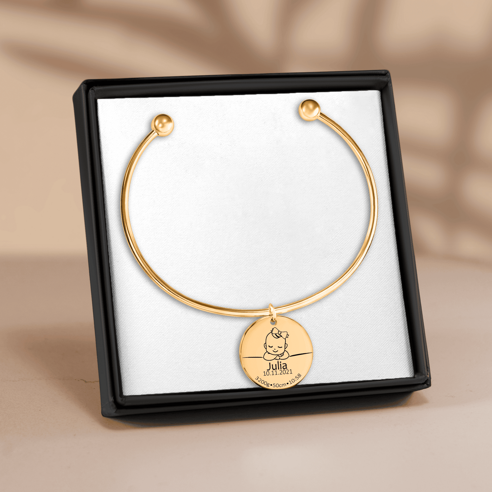 Bracelet jonc Détails de Naissance Personnalisés