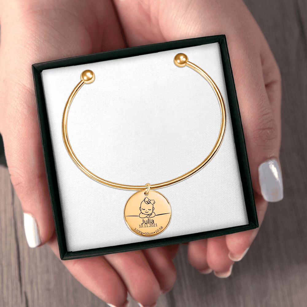 Bracelet jonc Détails de Naissance Personnalisés