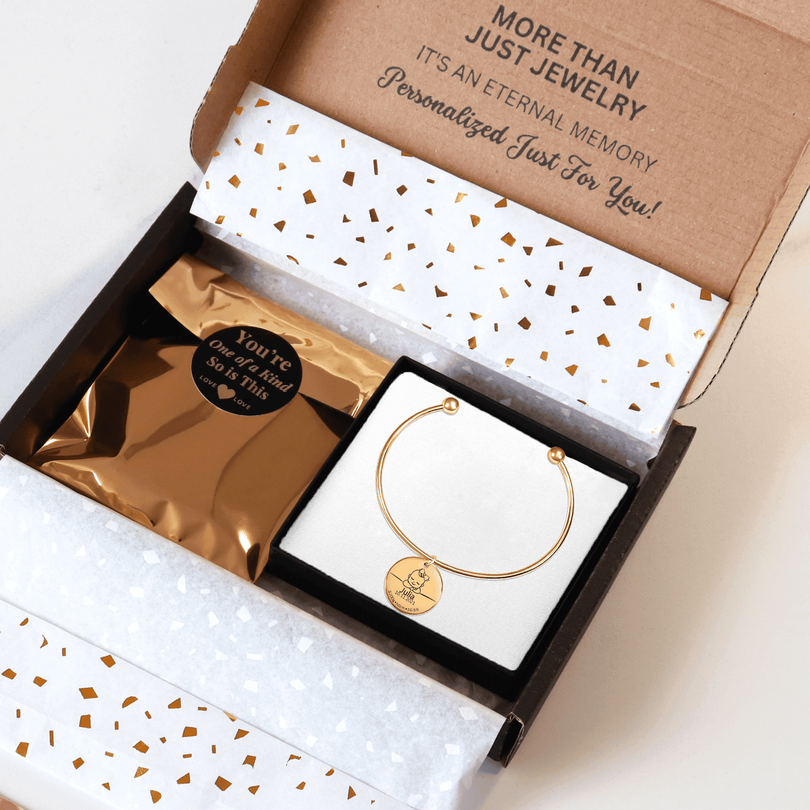 Bracelet jonc Détails de Naissance Personnalisés