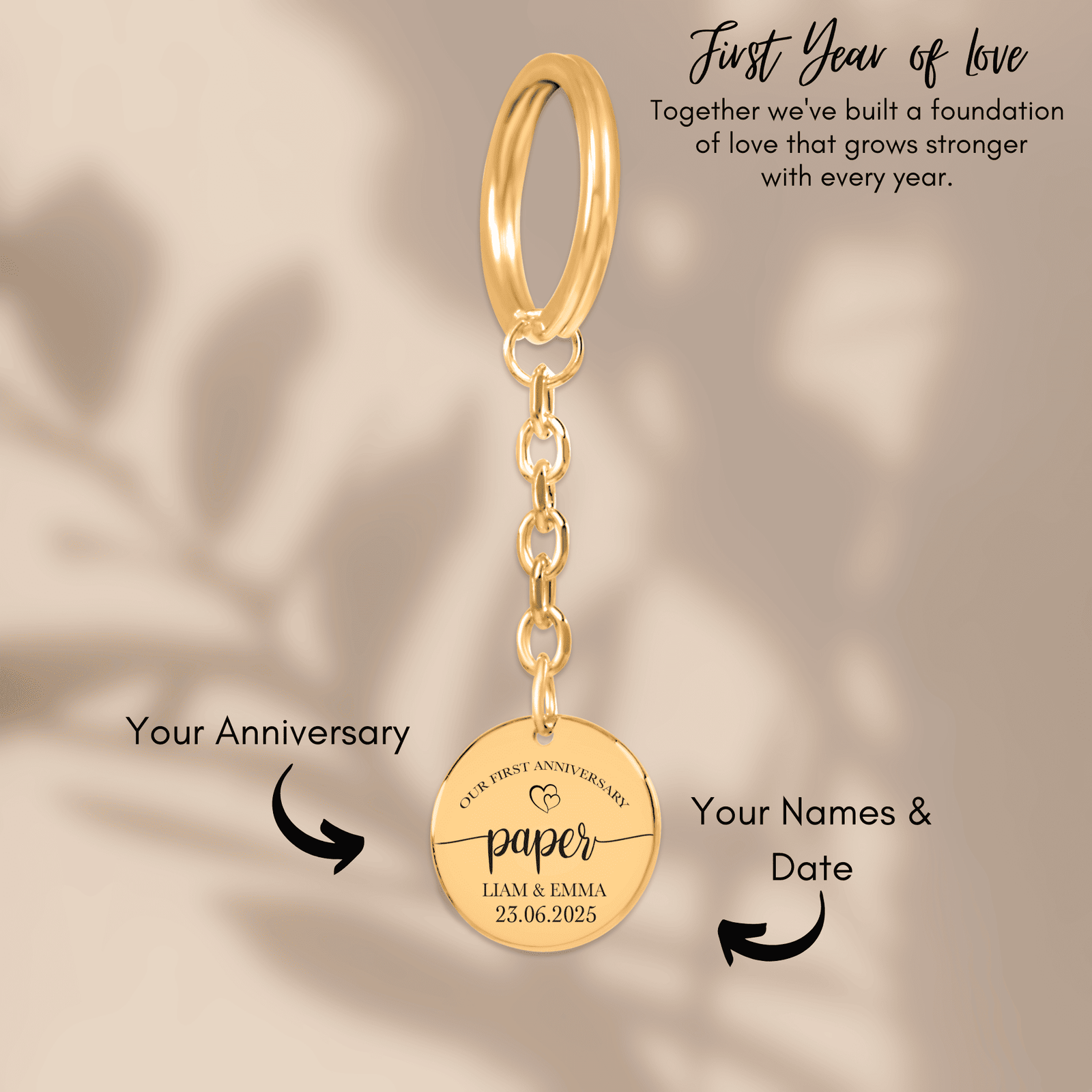 Porte-clés Médaille Anniversaire de Mariage 1 an (noces de coton)