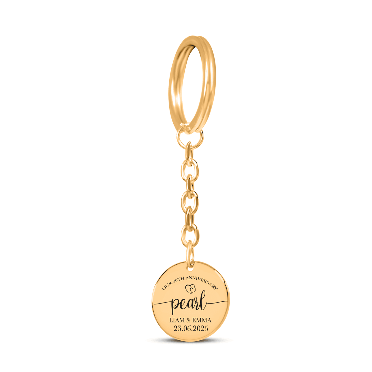 Porte-clés Médaille Anniversaire de Mariage 30 ans (noces de perle)