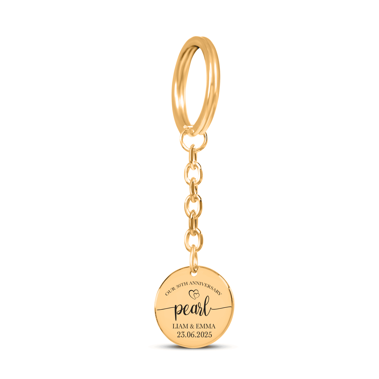 Porte-clés Médaille Anniversaire de Mariage 30 ans (noces de perle)