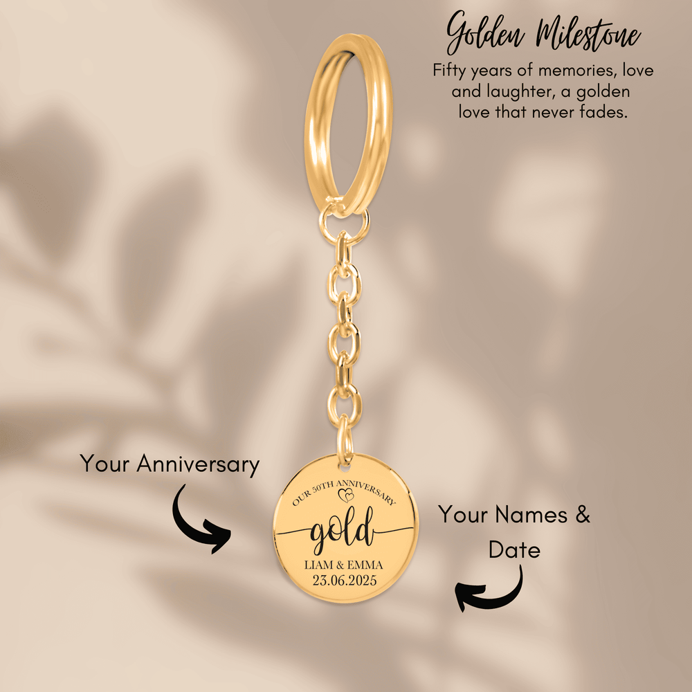 Porte-clés Médaille Anniversaire de Mariage 50 ans