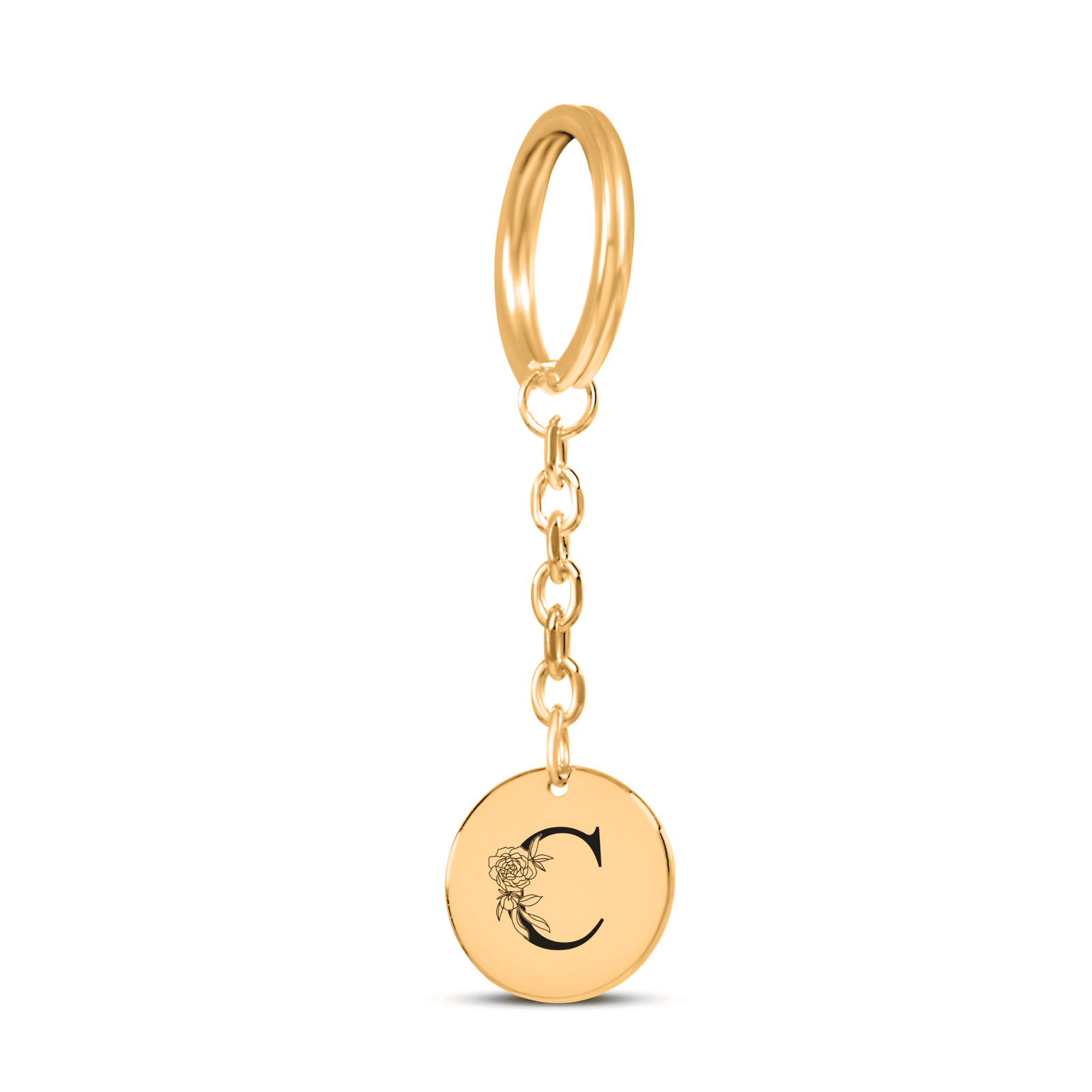 Porte-clés Initiale Florale C Personnalisé
