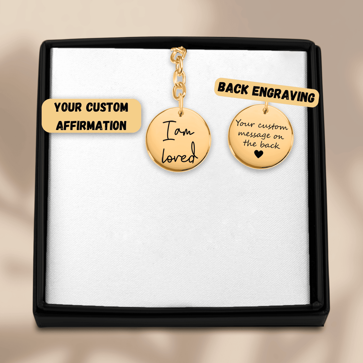 Porte-clés Médaille Affirmations Personnalisée