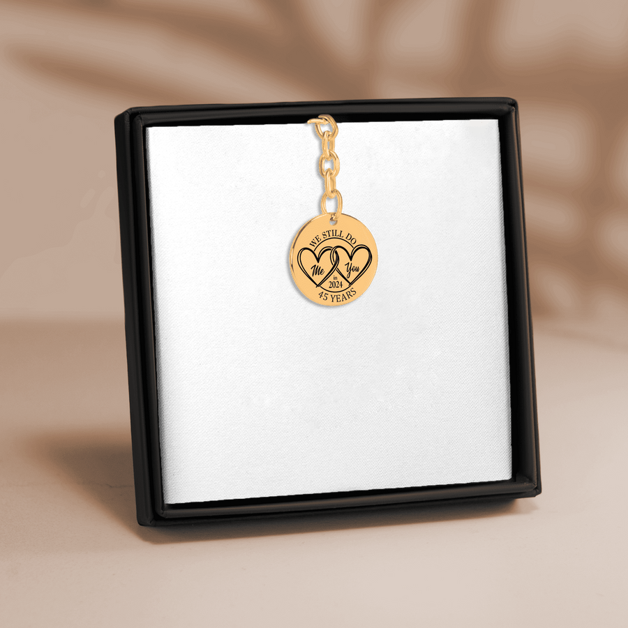 Porte-clés Médaille Anniversaire de Mariage 45 ans (noces de vermeil)
