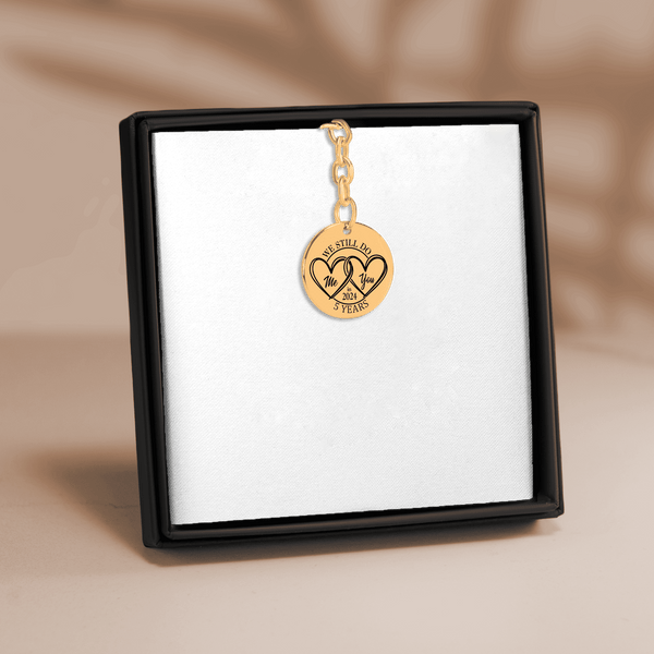 Porte-clés Médaille Anniversaire de Mariage 5 ans (noces de bois)