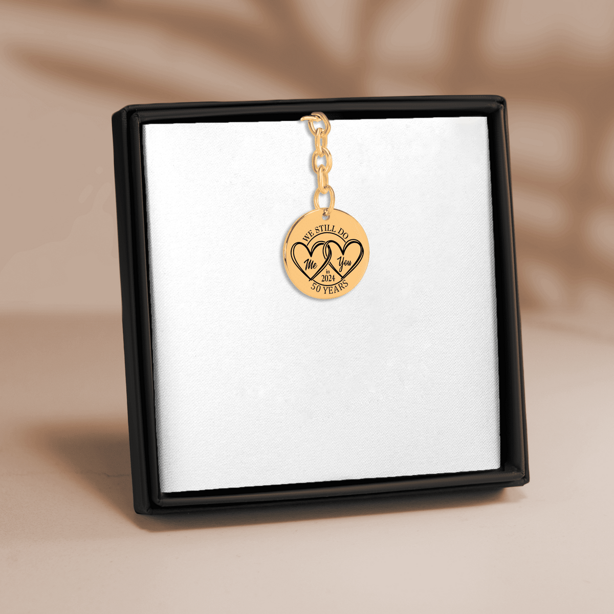 Porte-clés Médaille Anniversaire de Mariage 50 ans (noces d'or)