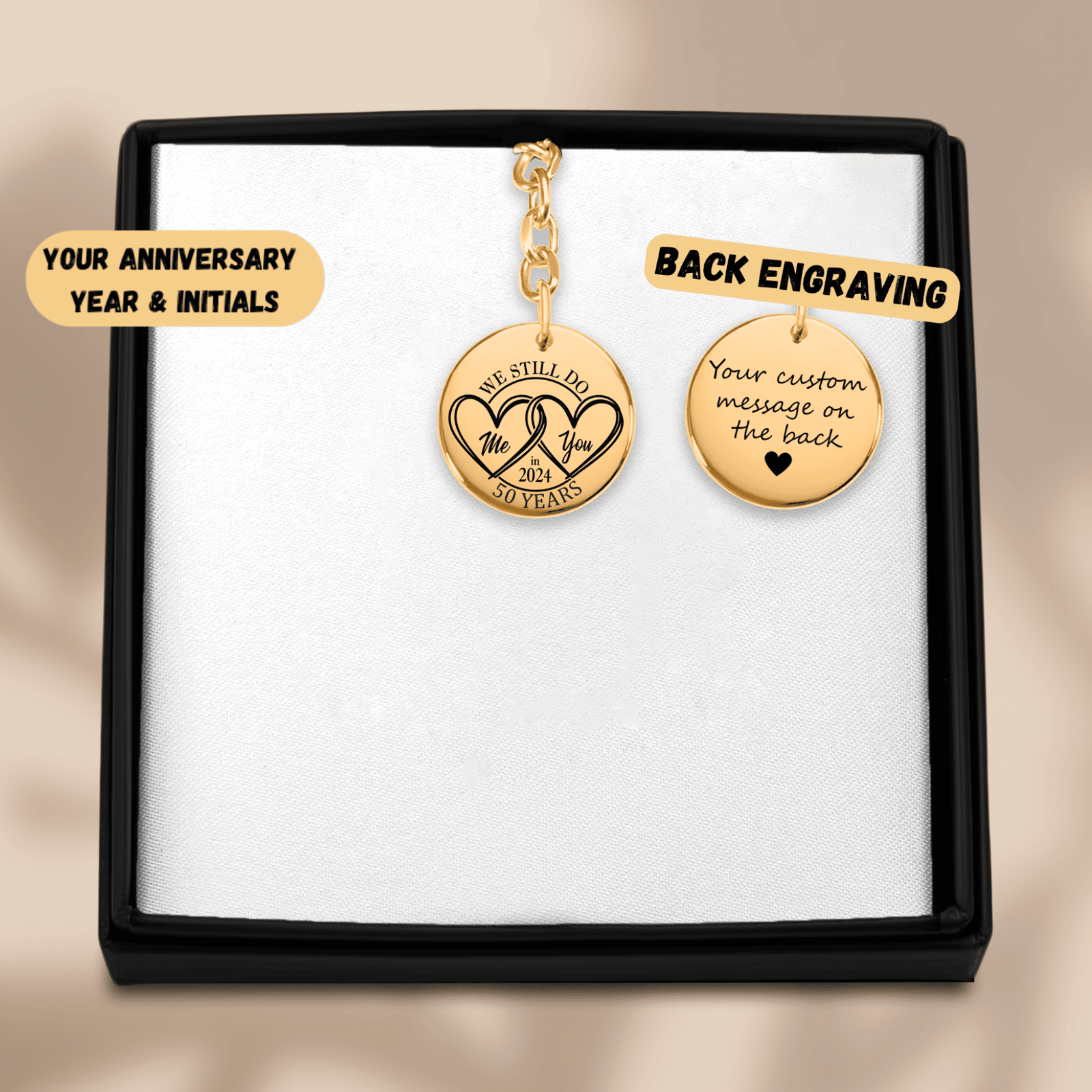 Porte-clés Médaille Anniversaire de Mariage 50 ans (noces d'or)