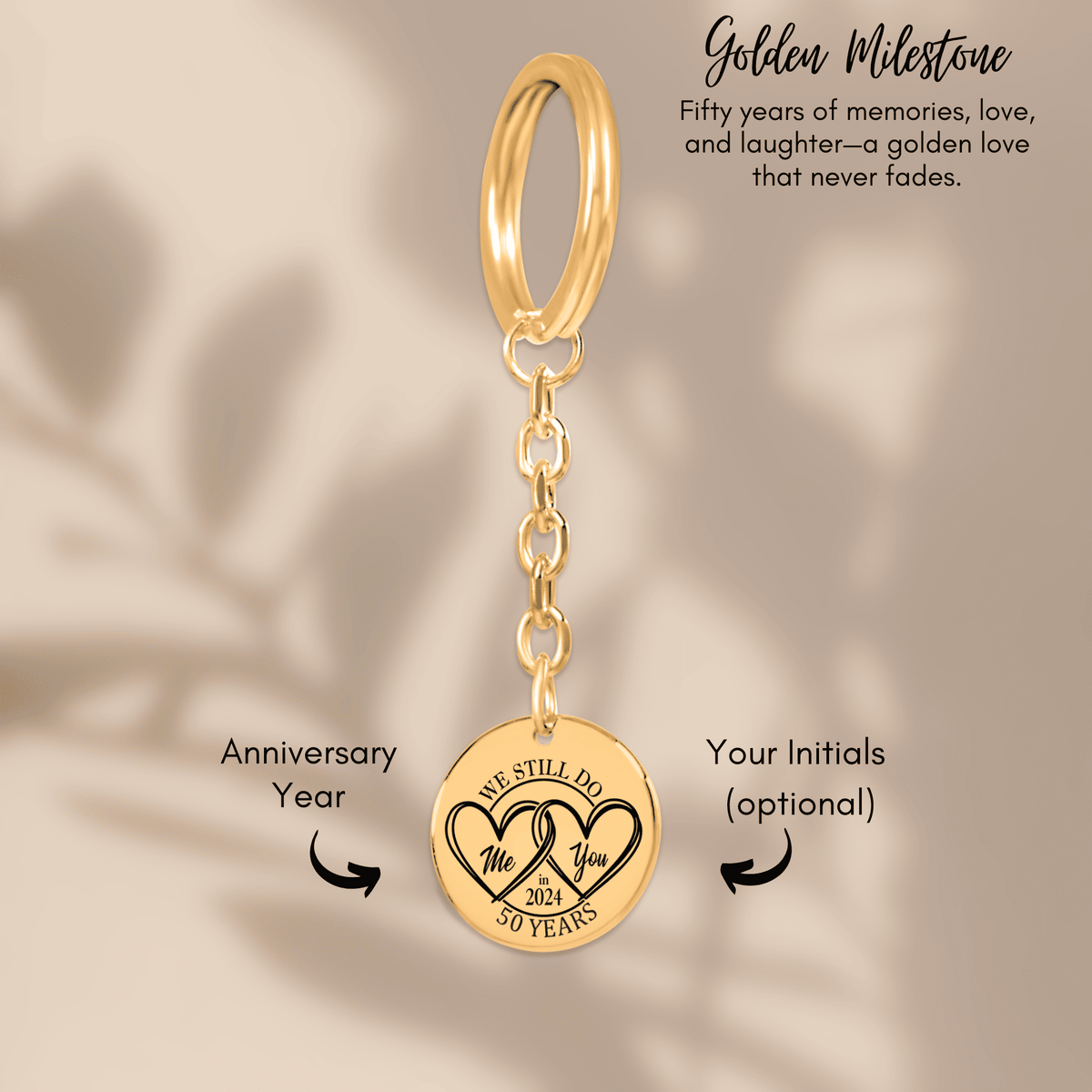 Porte-clés Médaille Anniversaire de Mariage 50 ans (noces d'or)