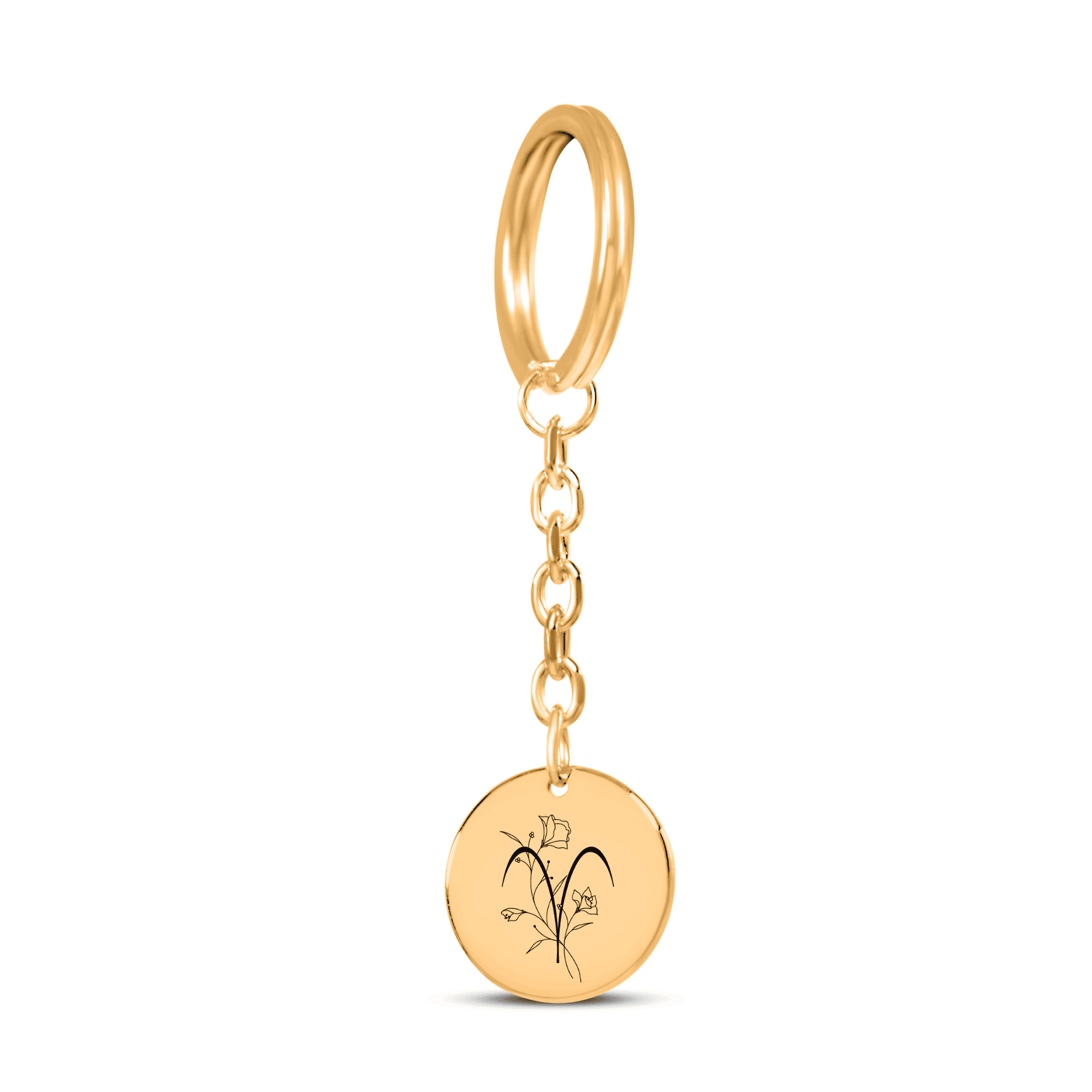 Porte-clés Médaille Florale Signe Astrologique Bélier