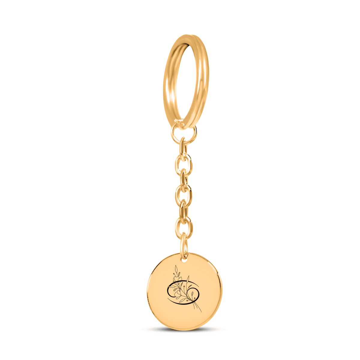 Porte-clés Médaille Florale Signe Astrologique Cancer