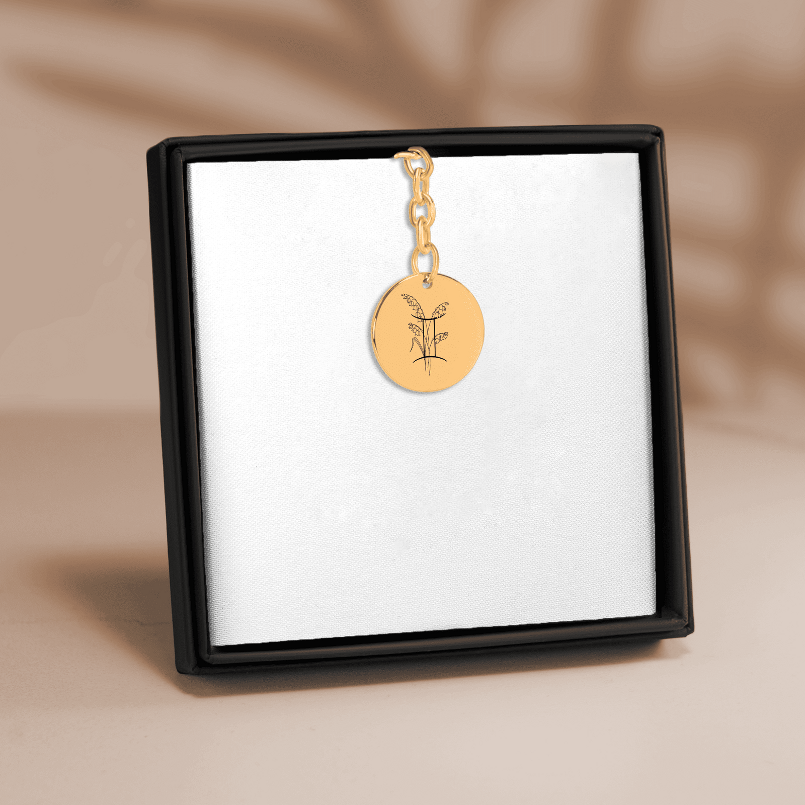 Porte-clés Médaille Florale Signe Astrologique Gémeaux