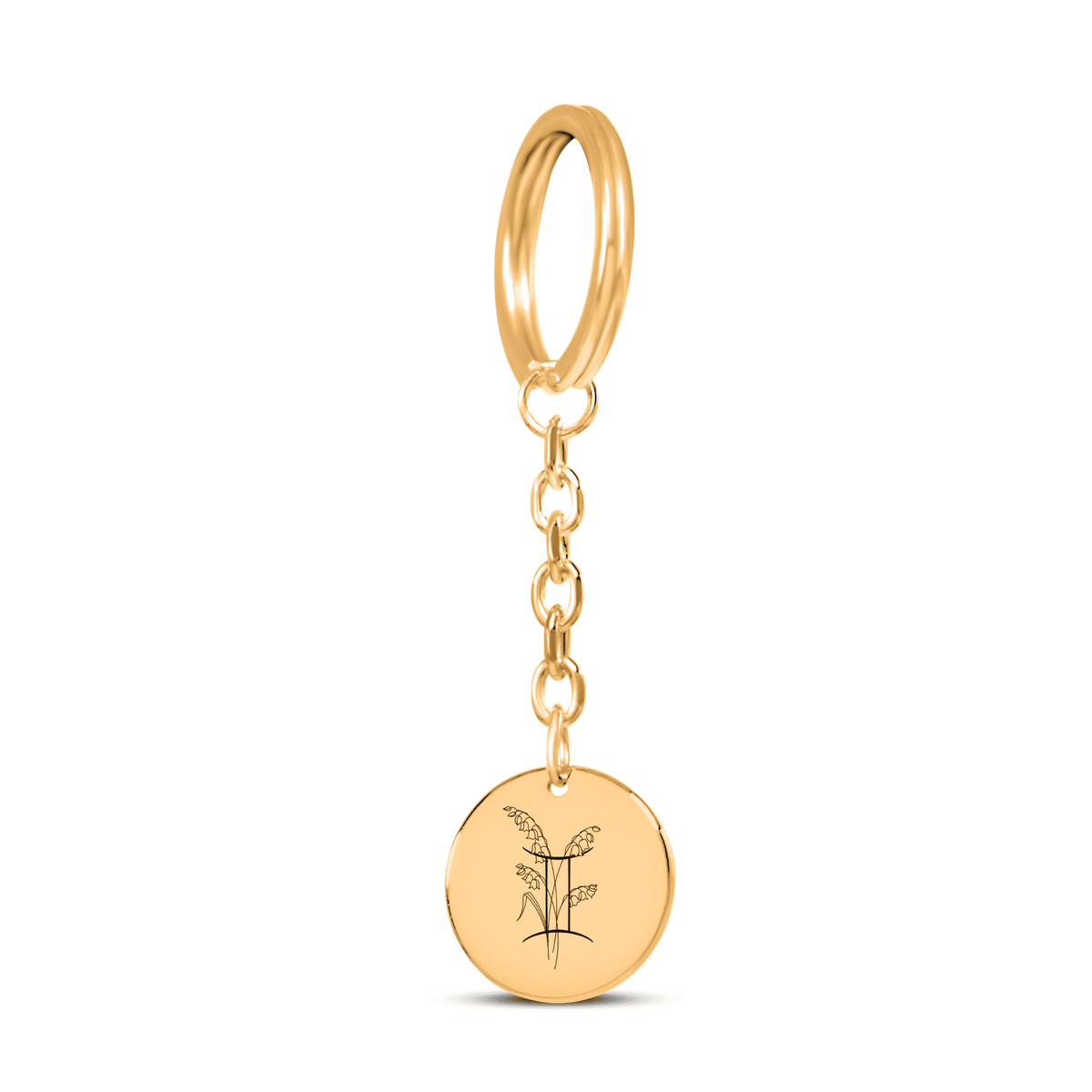 Porte-clés Médaille Florale Signe Astrologique Gémeaux