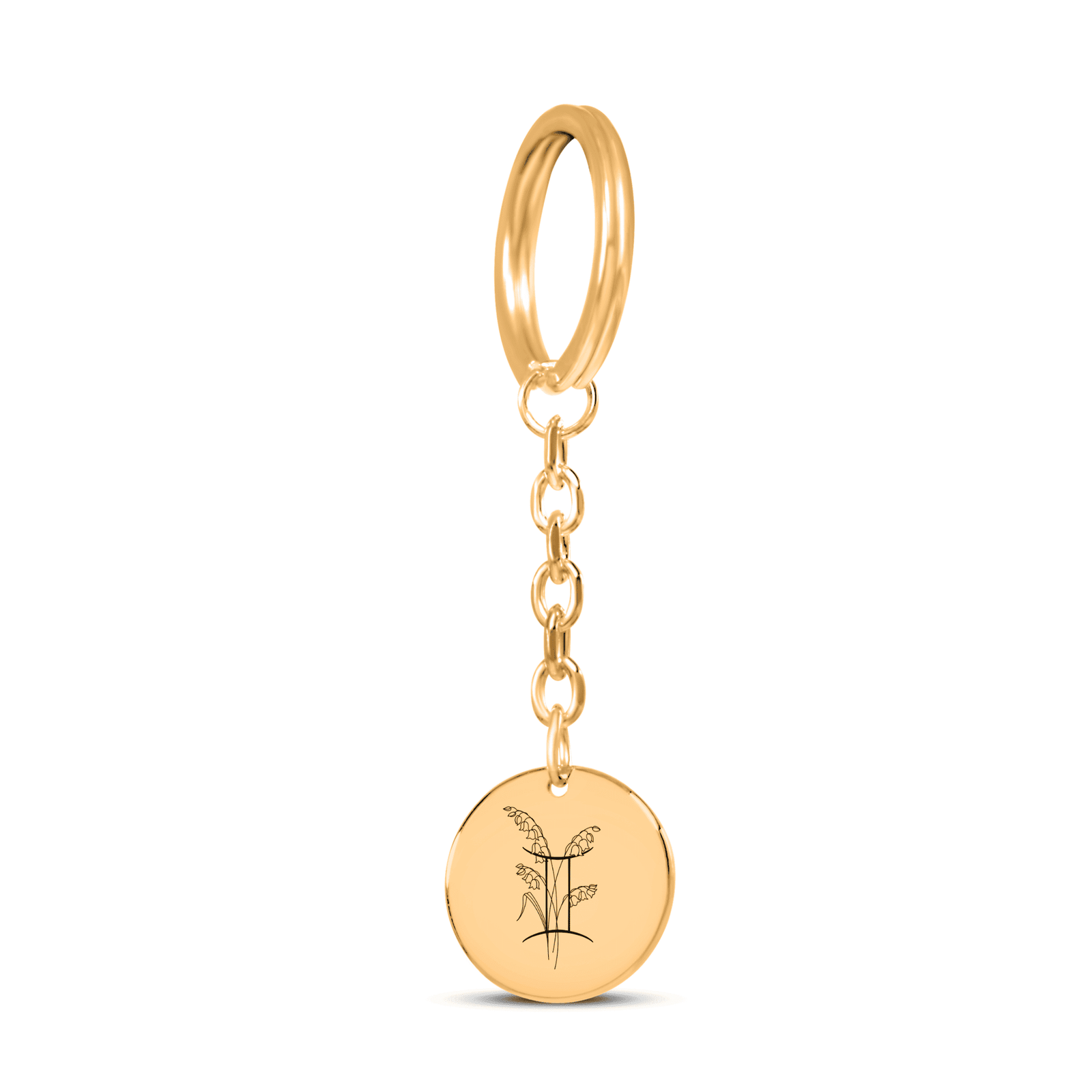 Porte-clés Médaille Florale Signe Astrologique Gémeaux