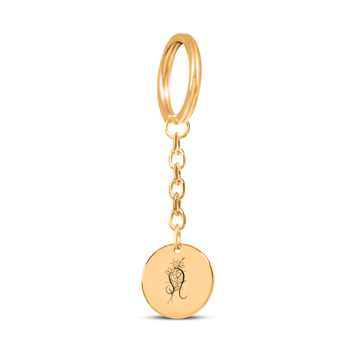 Porte-clés Médaille Florale Signe Astrologique Lion