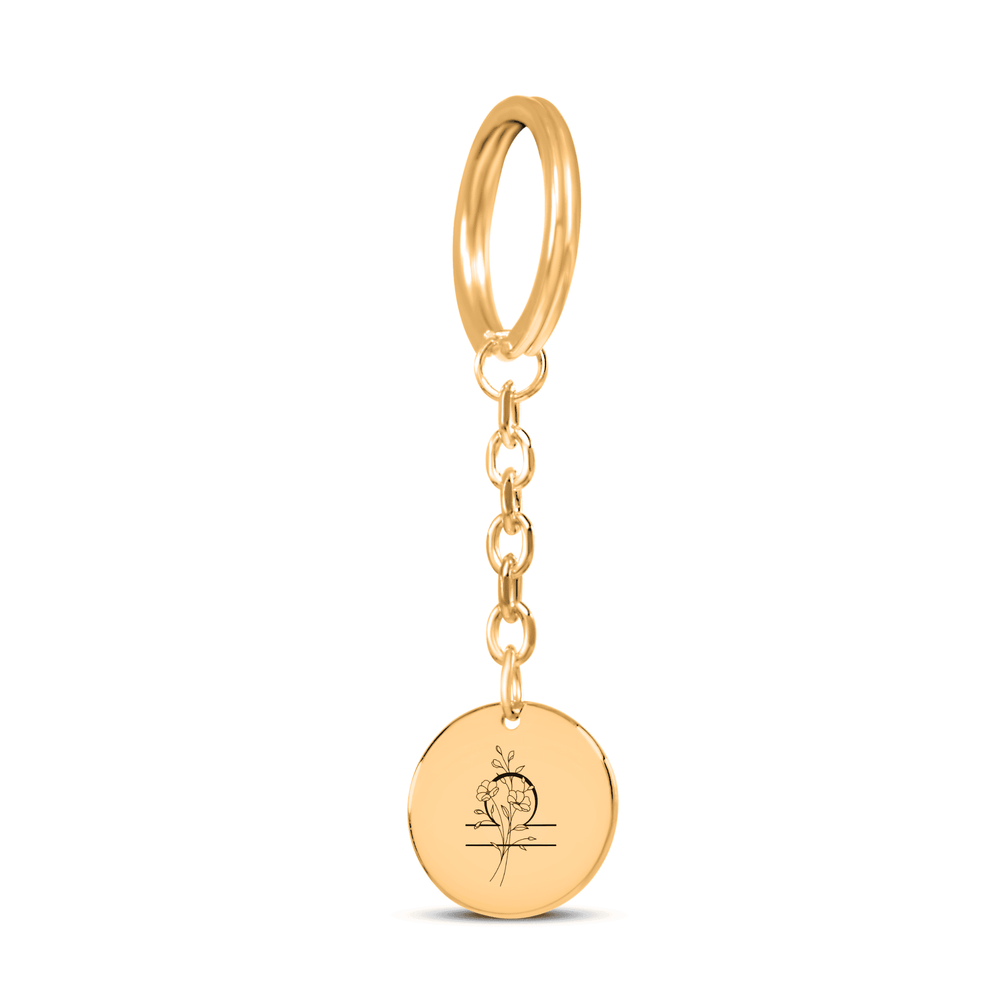 Porte-clés Médaille Florale Signe Astrologique Balance