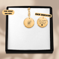 Porte-clés Médaille Florale Signe Astrologique Poissons