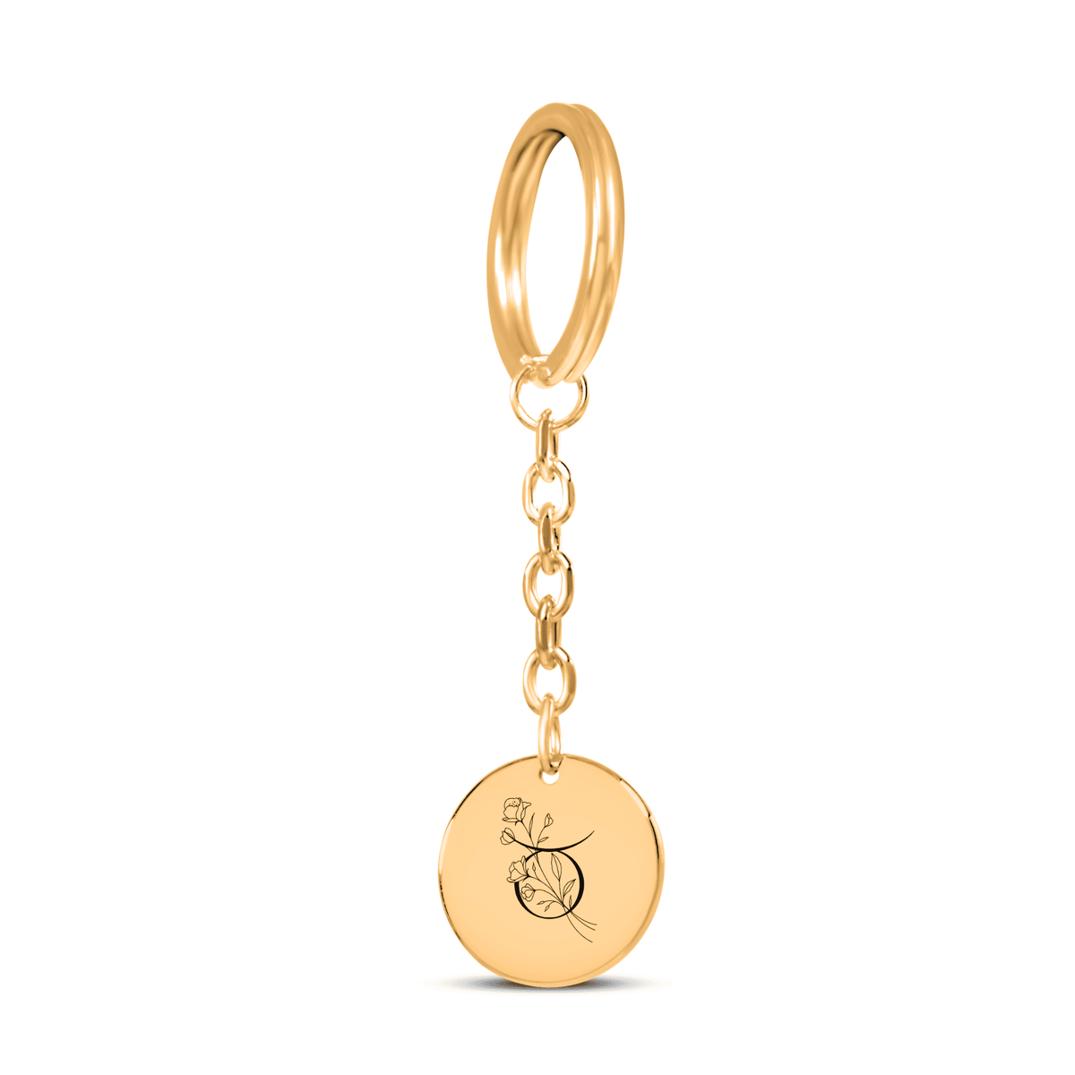 Porte-clés Médaille Florale Signe Astrologique Taureau