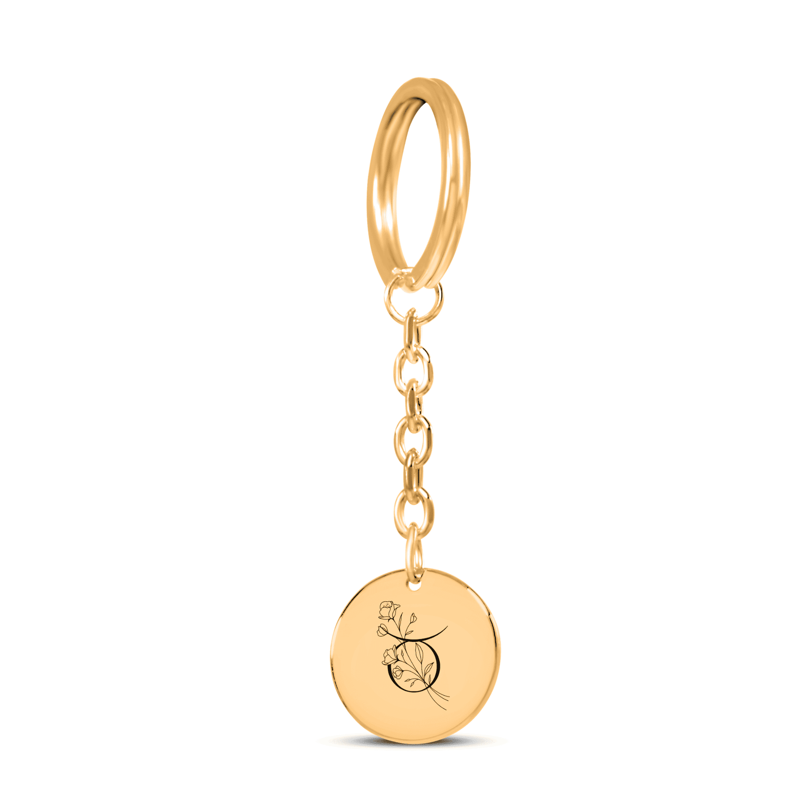 Porte-clés Médaille Florale Signe Astrologique Taureau