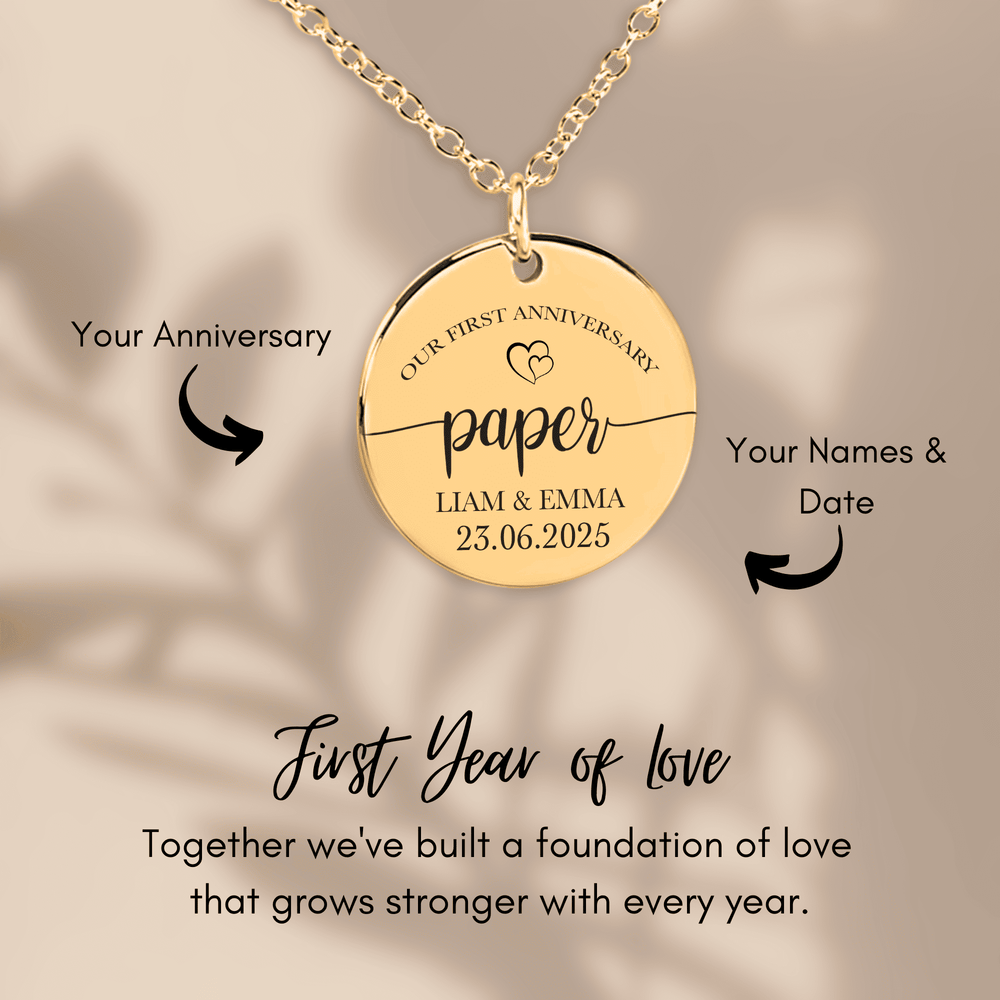 Collier Médaille Anniversaire de Mariage 1 an (noces de coton)