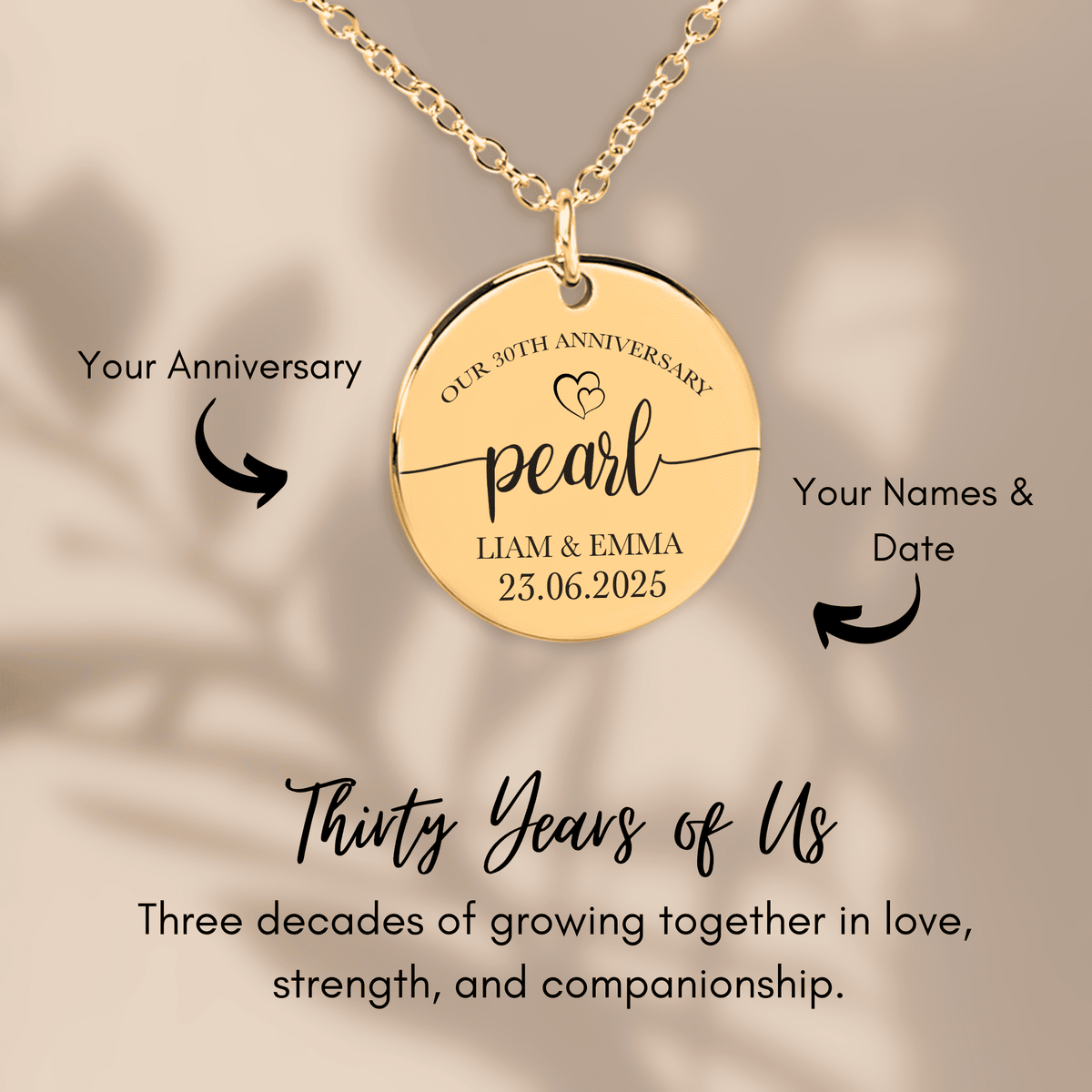 Collier Médaille Anniversaire de Mariage 30 ans