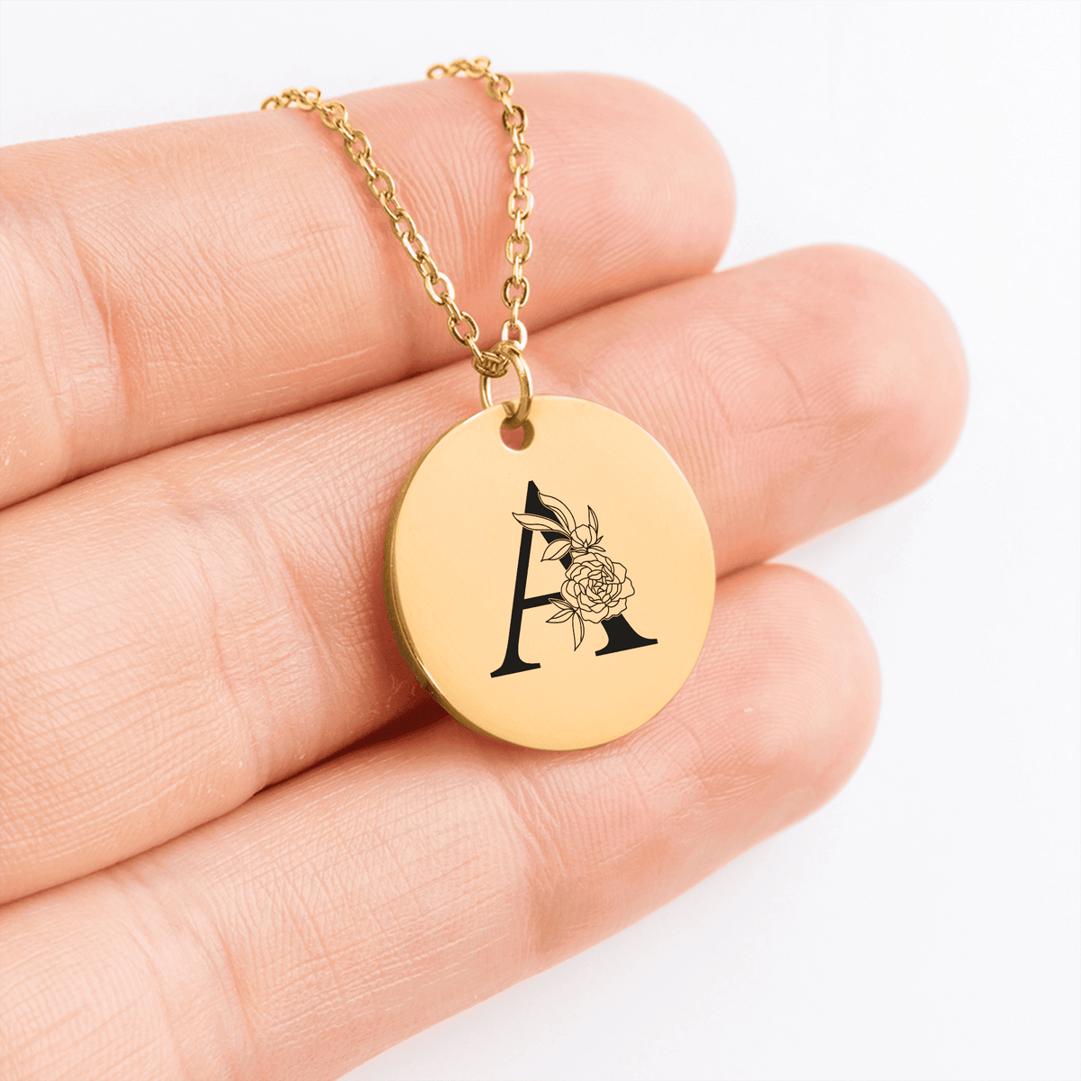 Collier Initiale Florale A Personnalisé