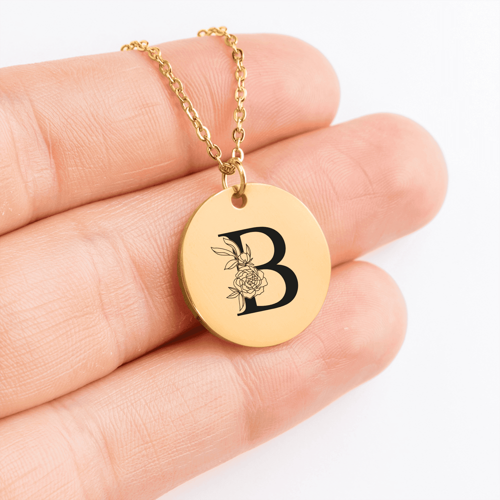 Collier Initiale Florale B Personnalisé