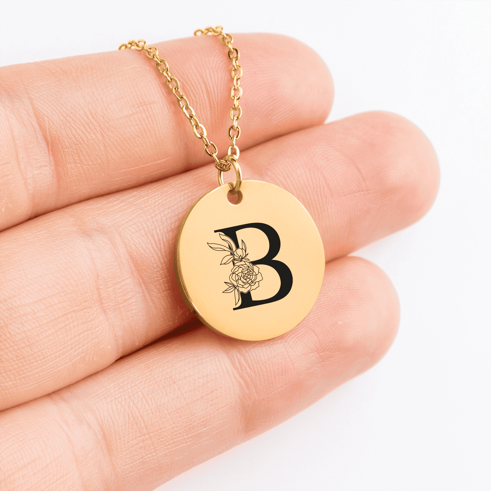 Collier Initiale Florale B Personnalisé