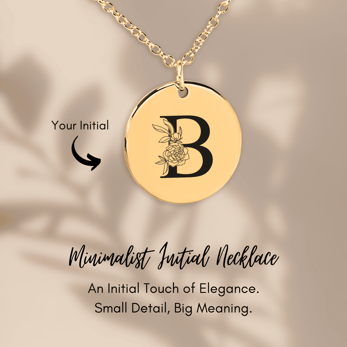 Collier Initiale Florale B Personnalisé
