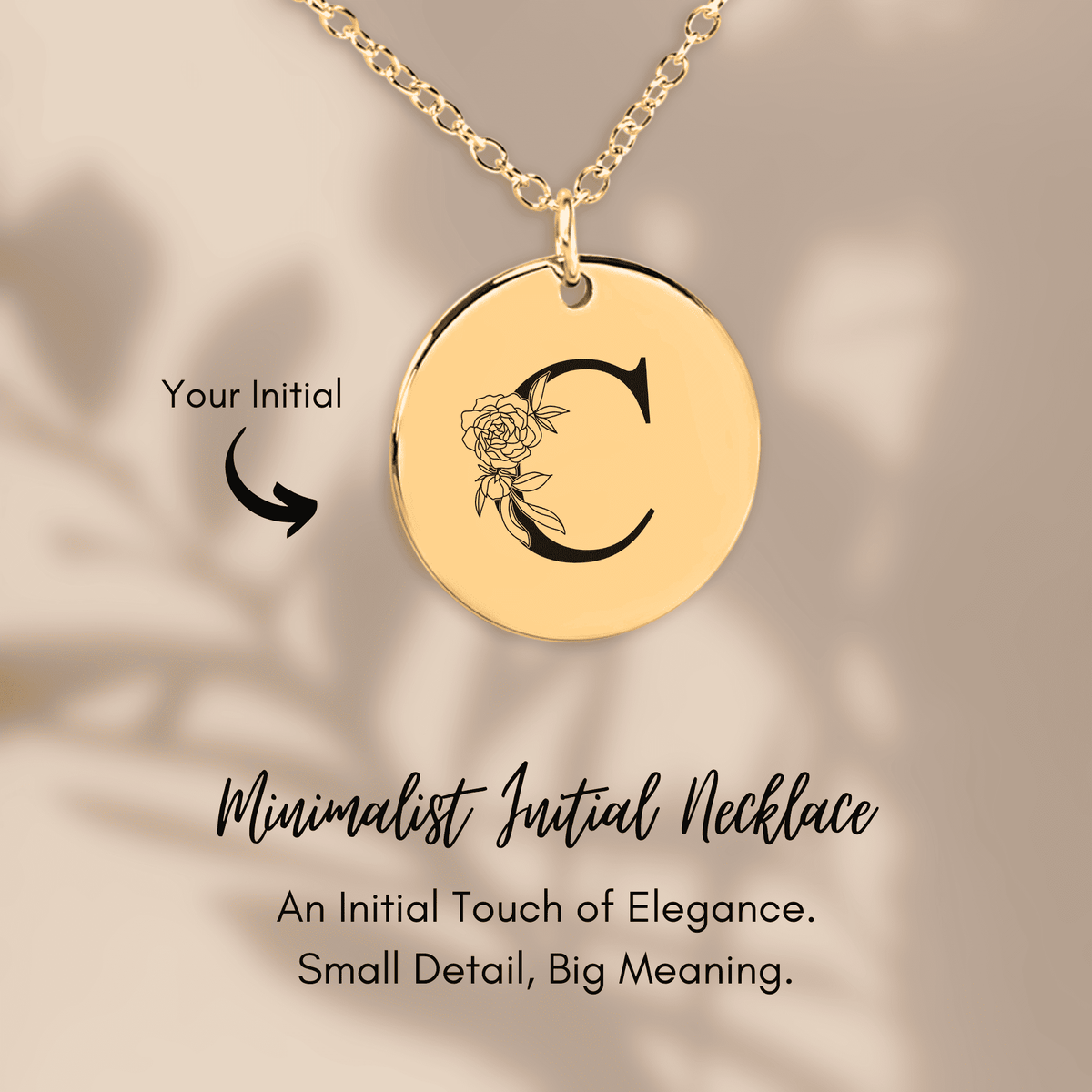 Collier Initiale Florale C Personnalisé