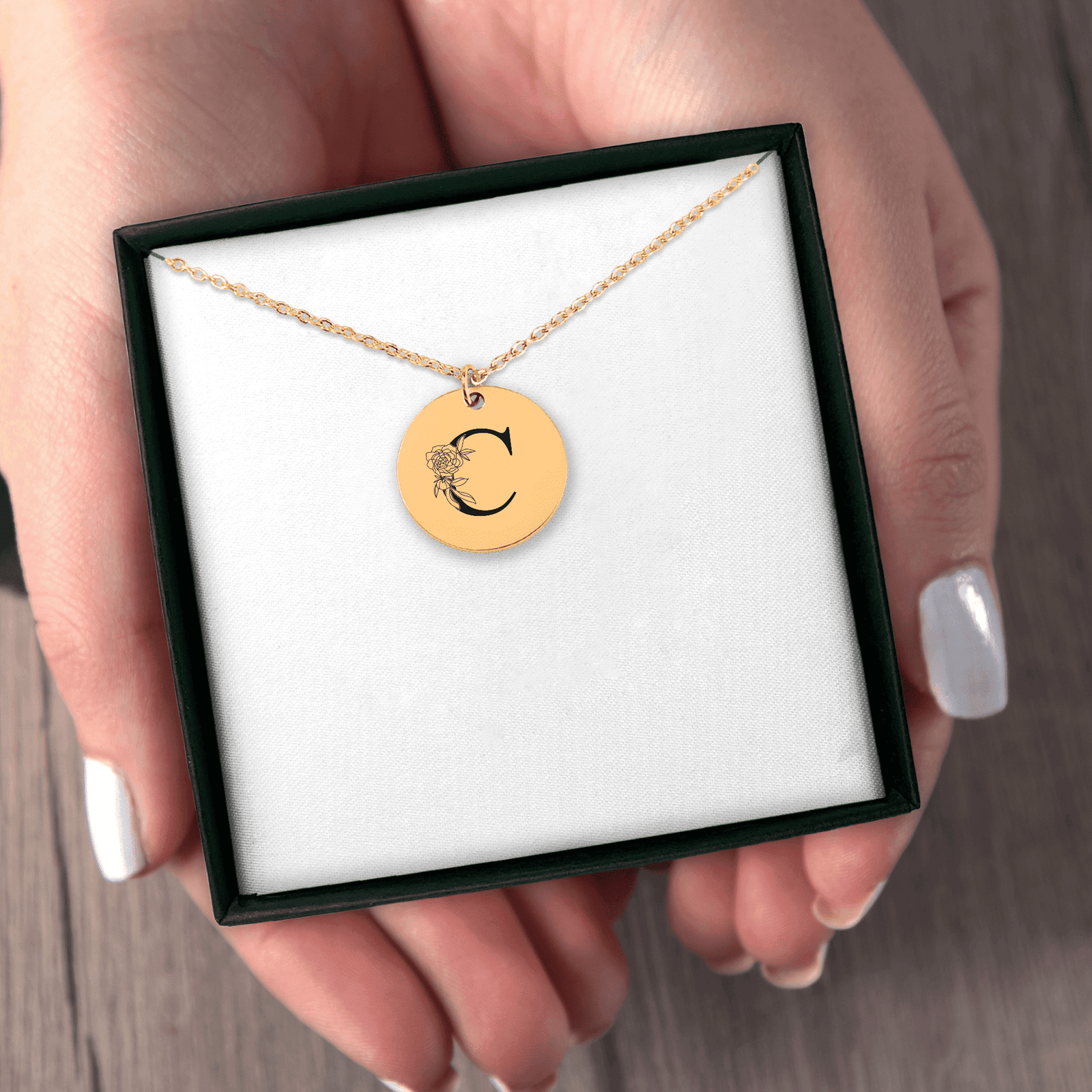 Collier Initiale Florale C Personnalisé
