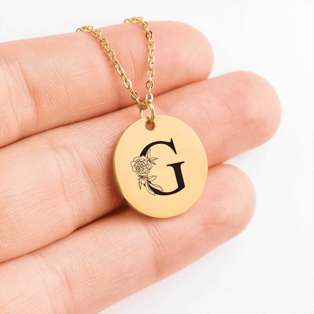 Collier Initiale Florale G Personnalisé