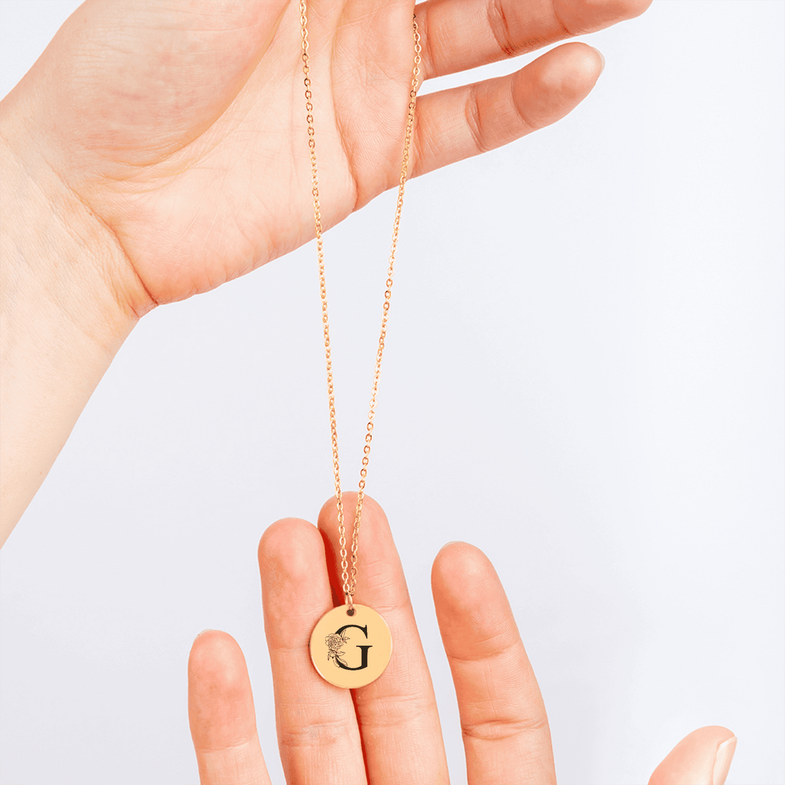 Collier Initiale Florale G Personnalisé