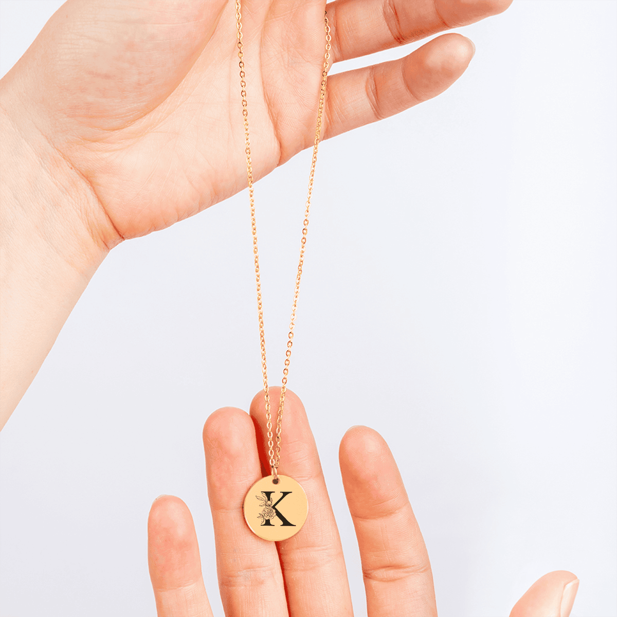 Collier Initiale Florale K Personnalisé