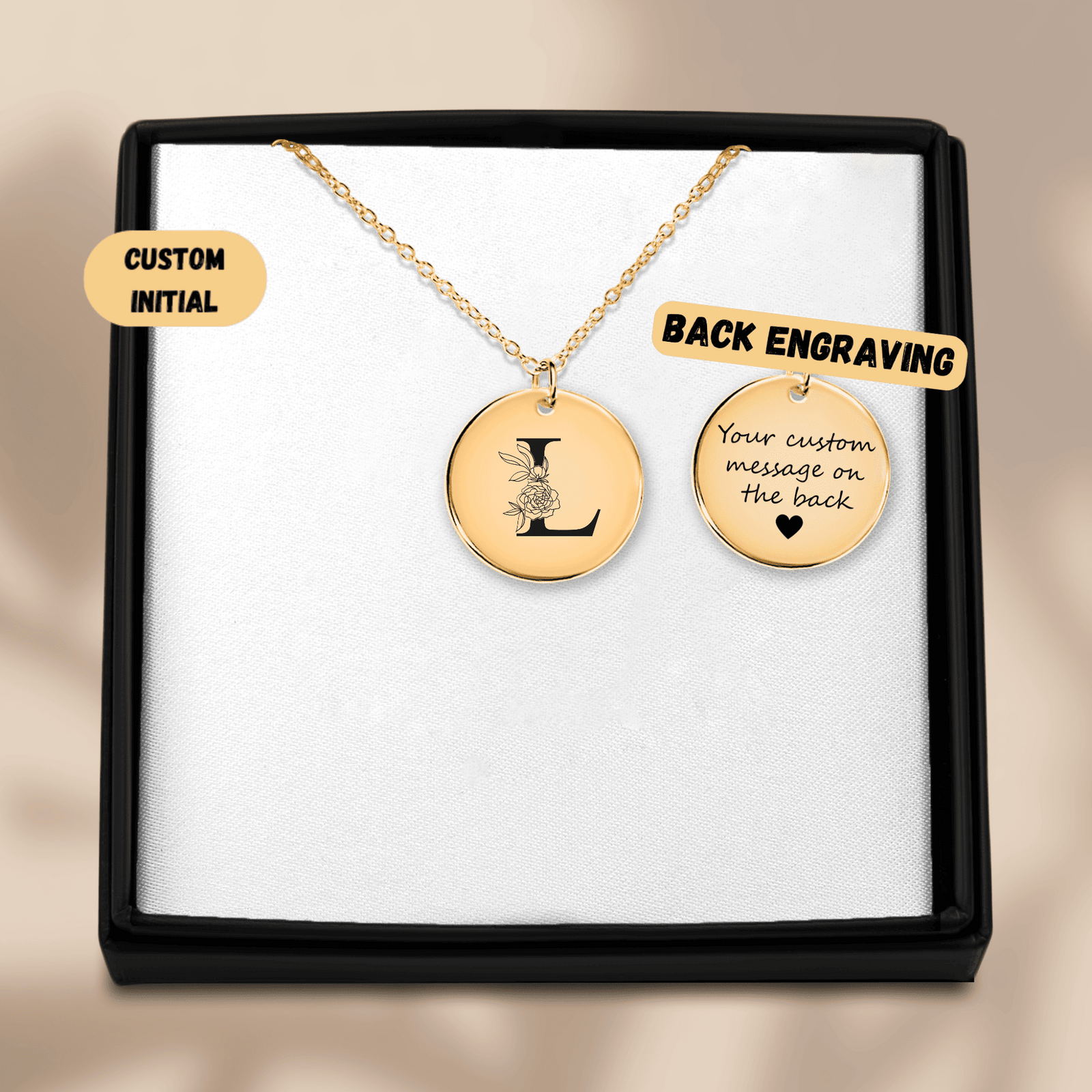 Collier Initiale Florale L Personnalisé