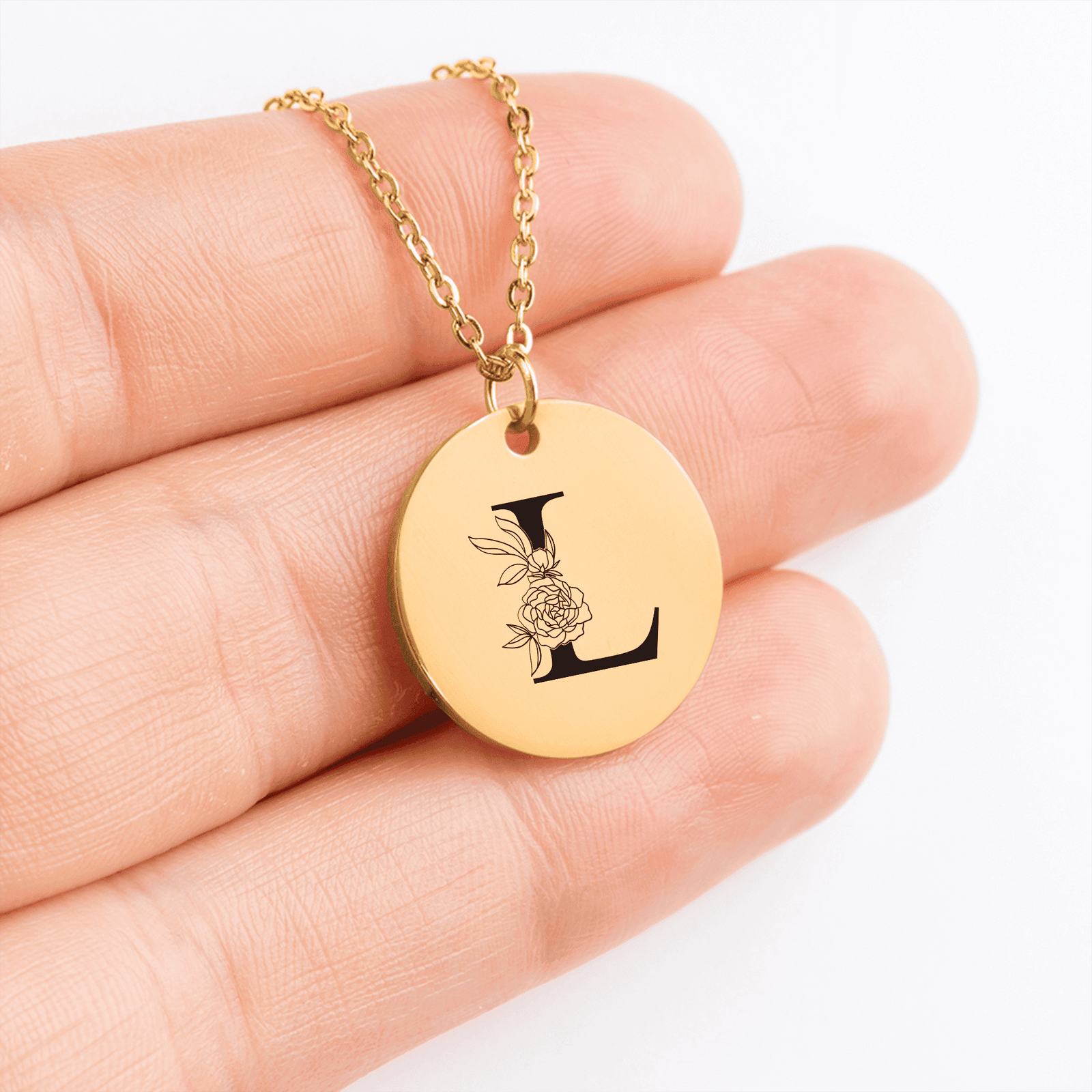 Collier Initiale Florale L Personnalisé