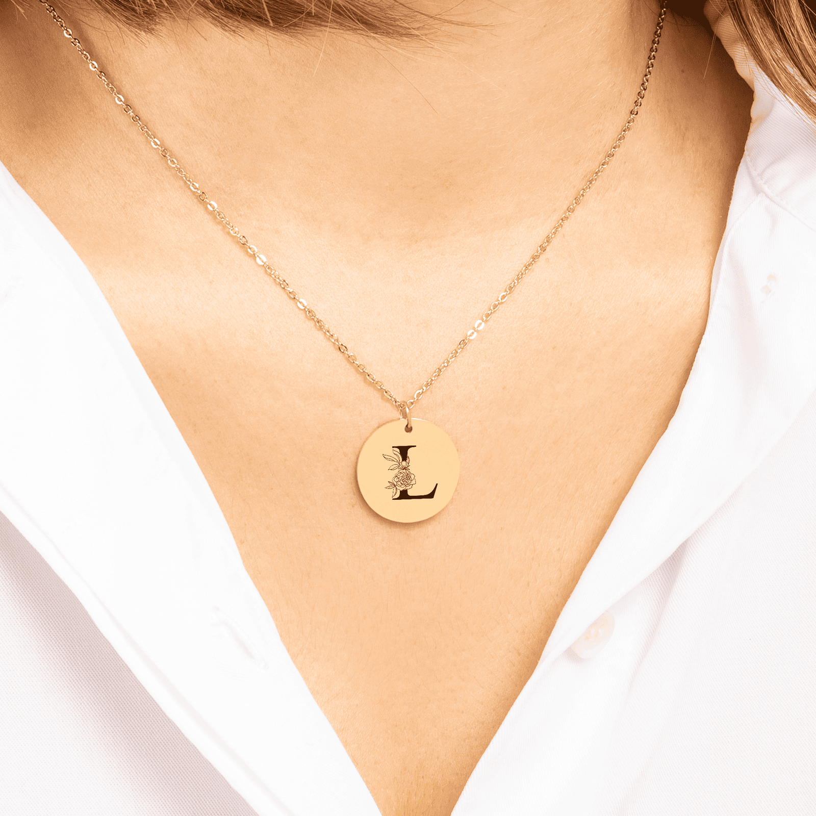 Collier Initiale Florale L Personnalisé