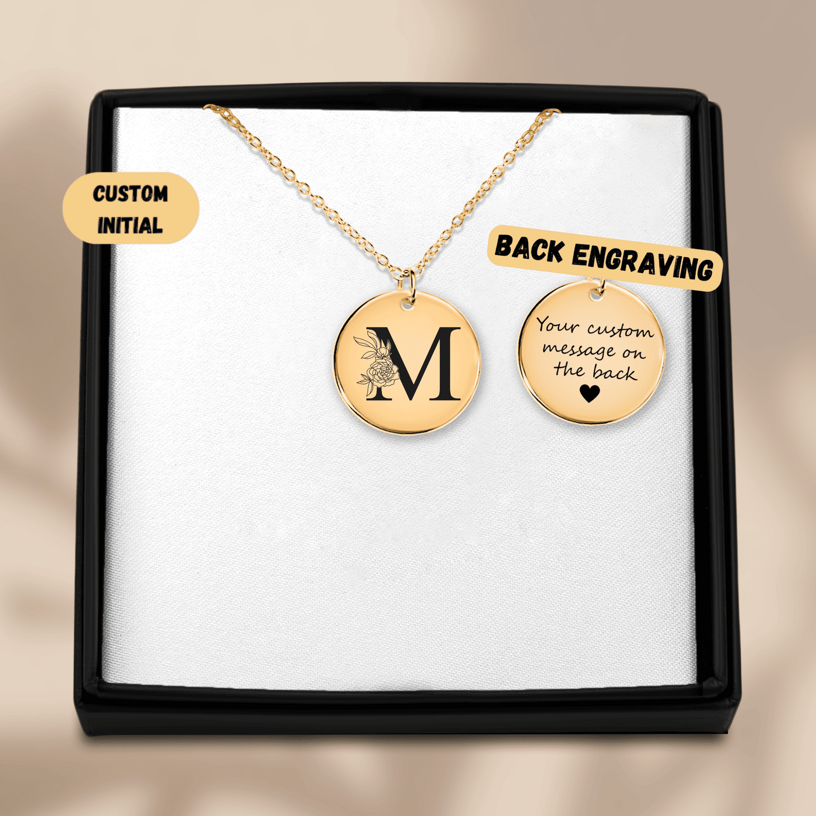 Collier Initiale Florale M Personnalisé