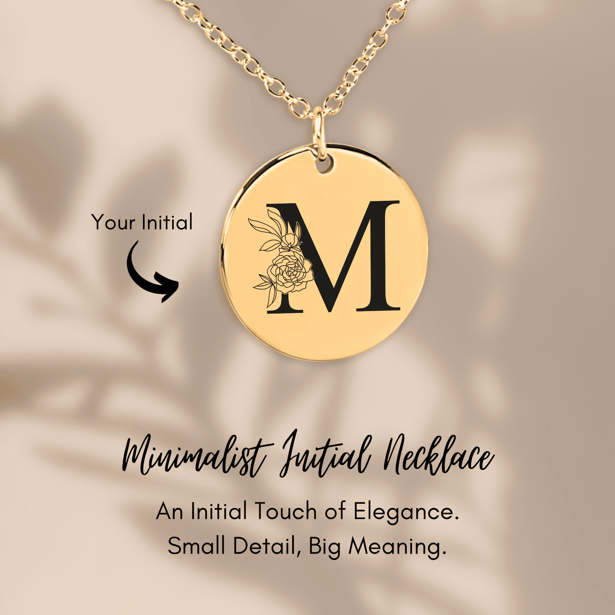 Collier Initiale Florale M Personnalisé