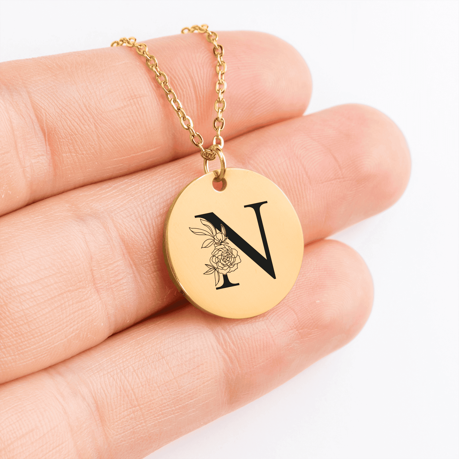 Collier Initiale Florale N Personnalisé