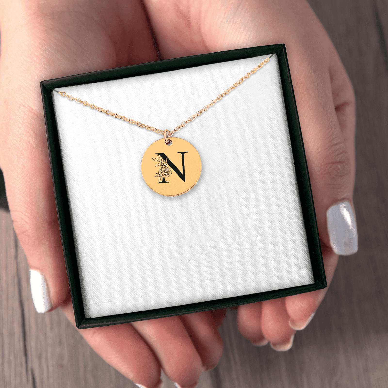Collier Initiale Florale N Personnalisé