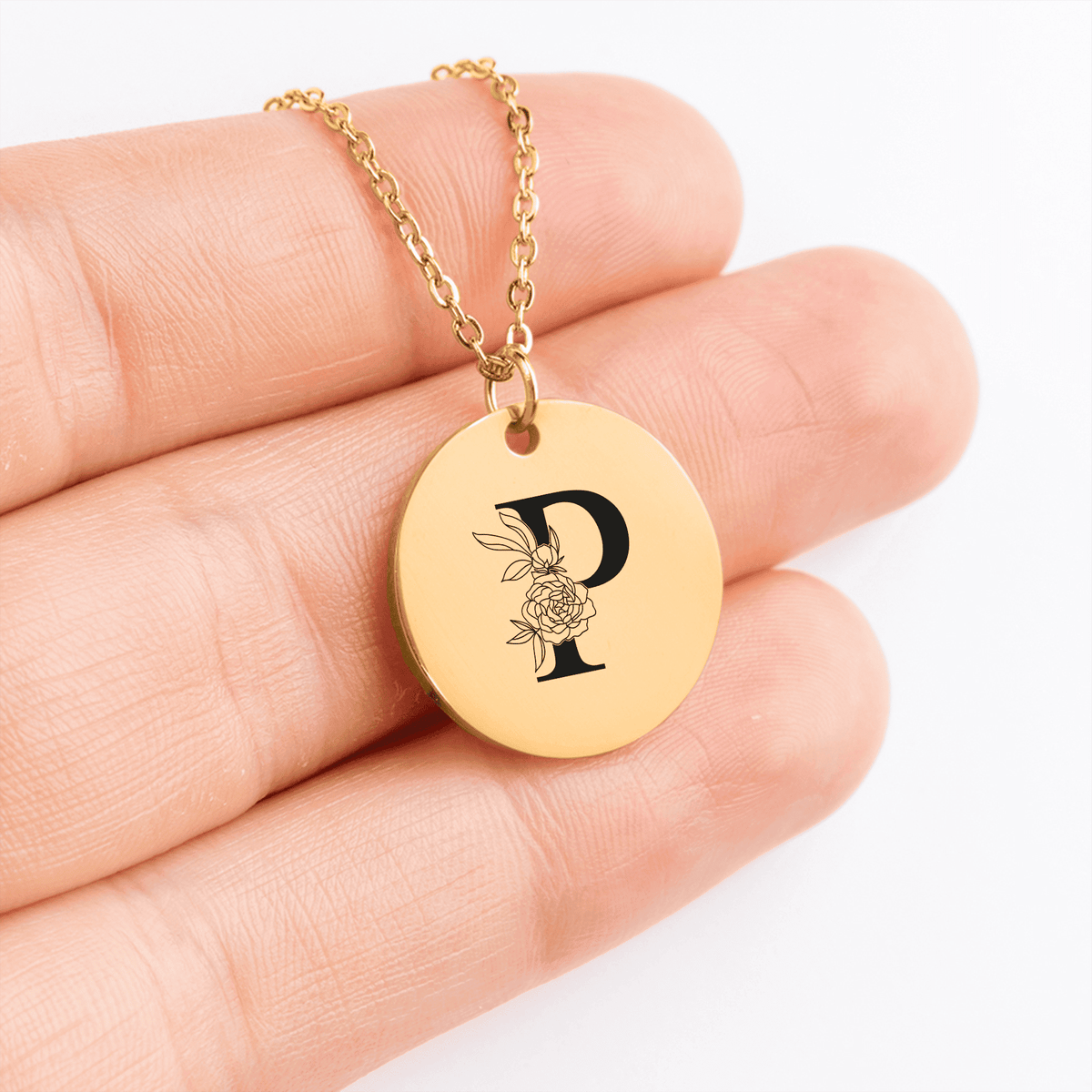 Collier Initiale Florale P Personnalisé