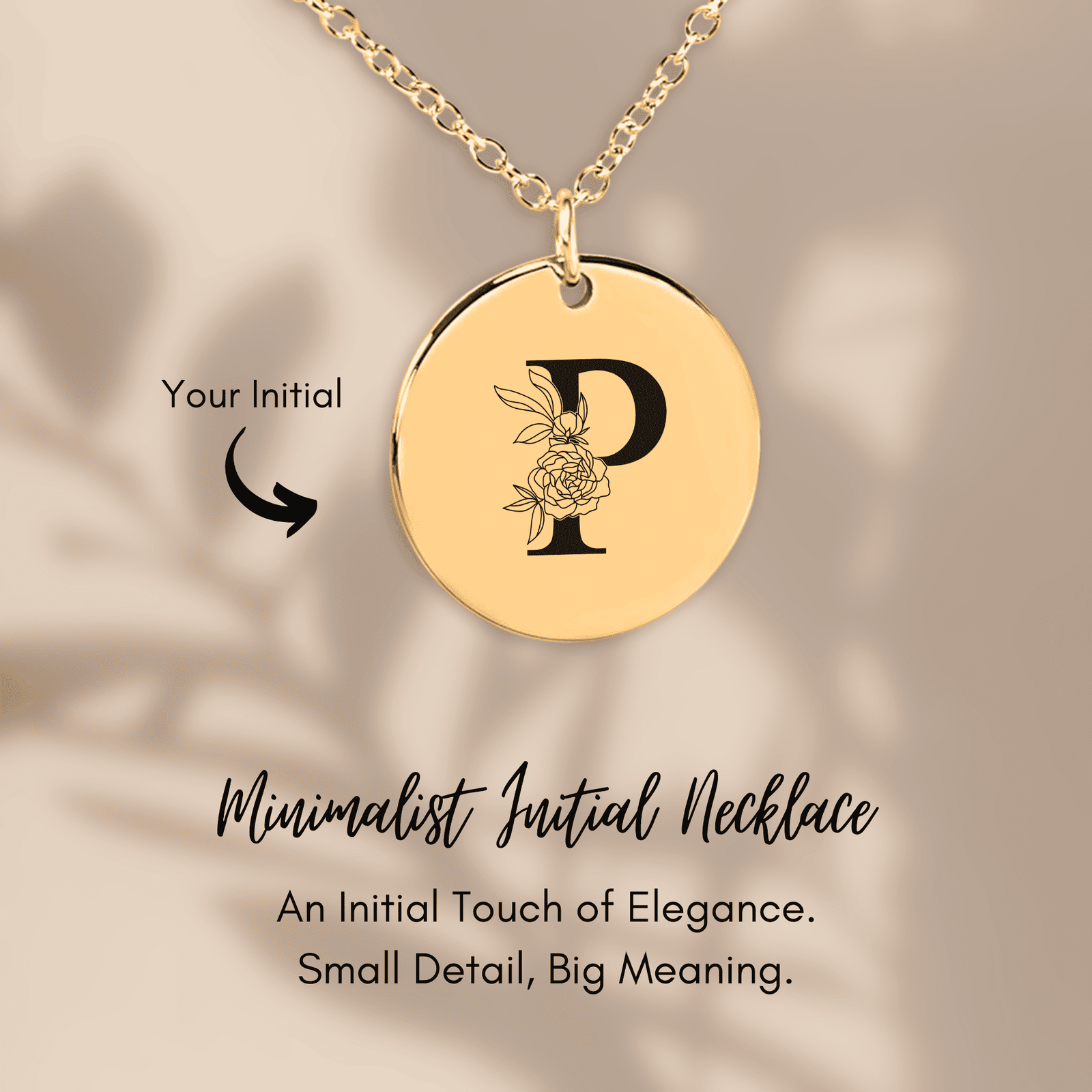 Collier Initiale Florale P Personnalisé