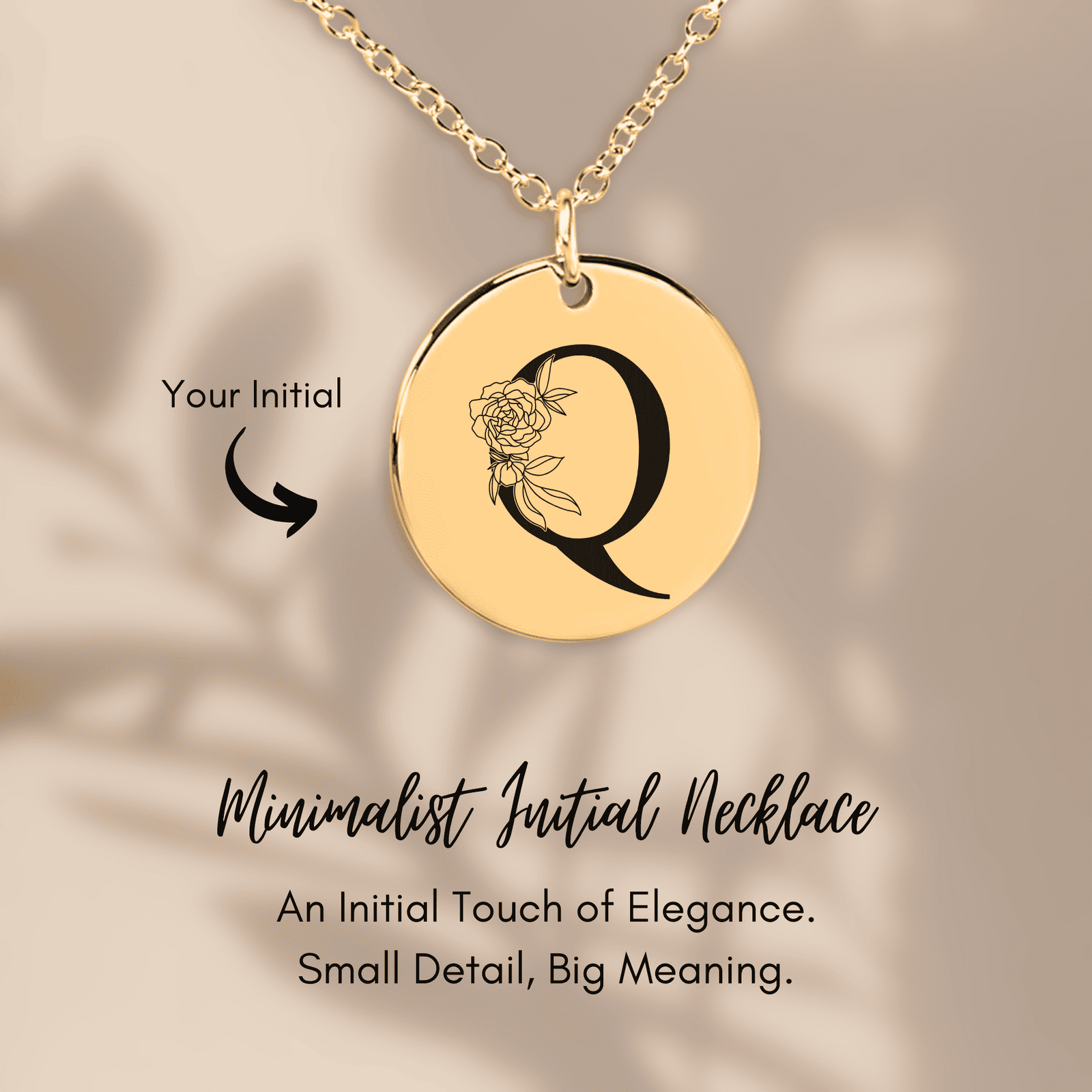 Collier Initiale Florale Q Personnalisé