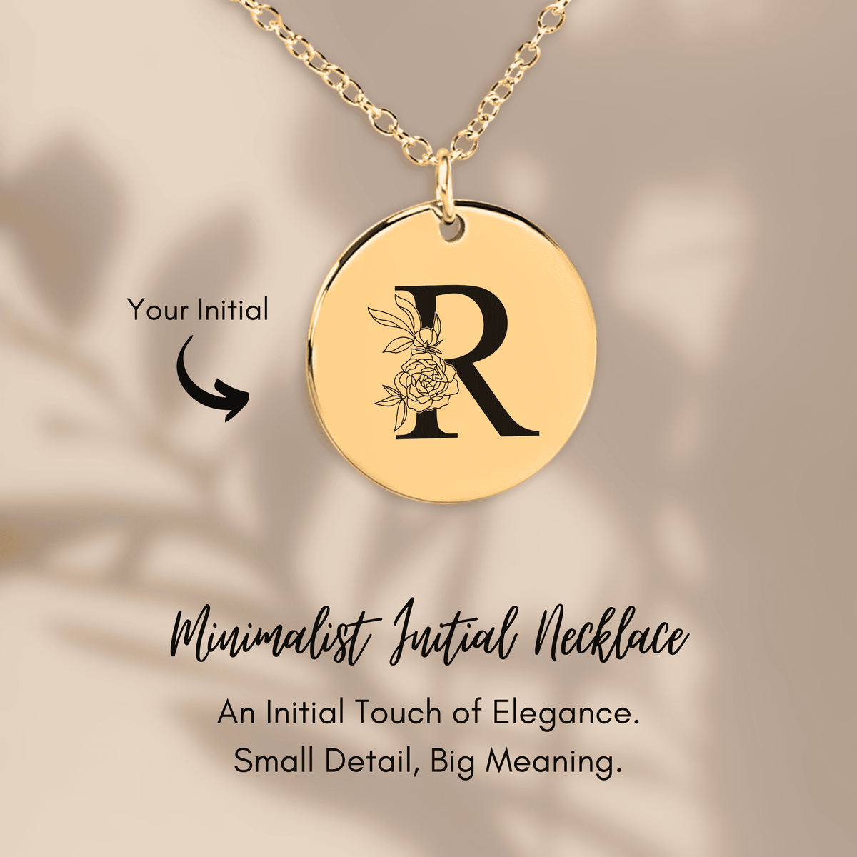 Collier Initiale Florale R Personnalisé